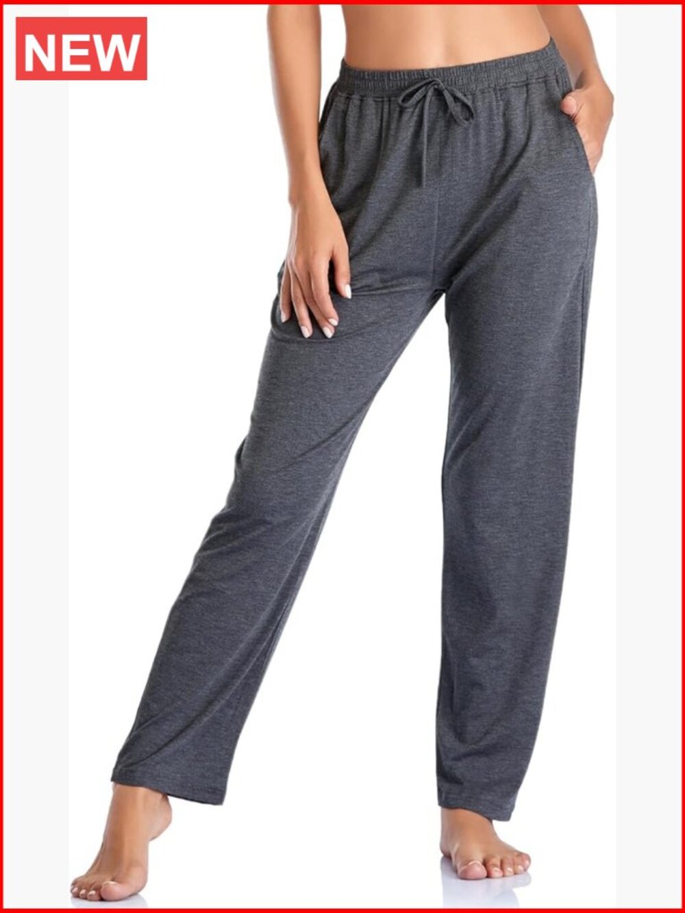 Wide Leg Yoga Pants with Pockets High Rise Straight Leg Loose Fit Joggers